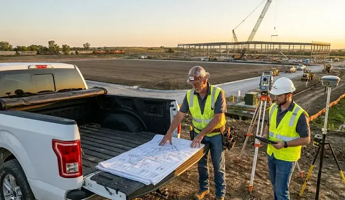 Commercial site evaluation and grading analysis before excavation begins on a North Missouri development project