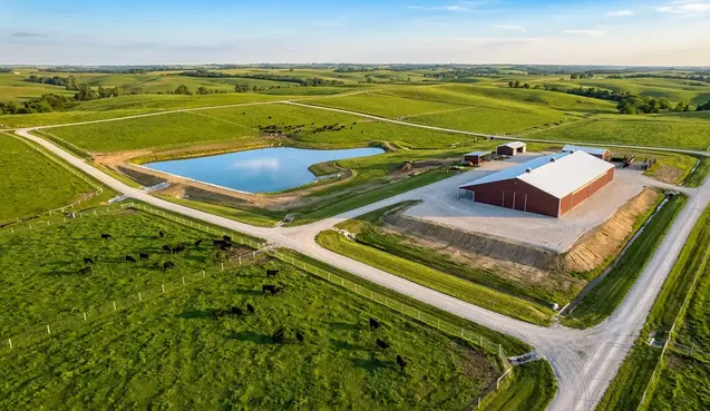 Completed North Missouri cattle ranch development with pond, roads, pasture improvements and agricultural infrastructure