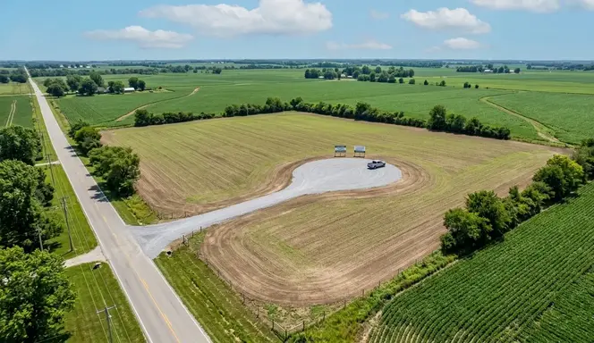 Cleaned farmstead property prepared for sale after demolition and grading