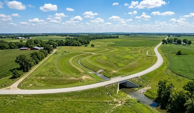 Engineered drainage system designed to handle spring rains, summer storms, fall conditions, and winter freeze thaw cycles in North Missouri
