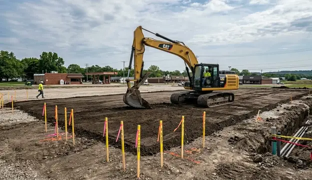 Vacant lot prepared for future construction after demolition project
